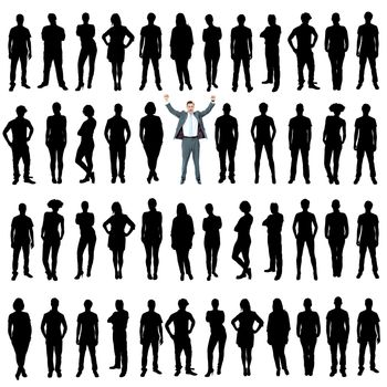 Vector business silhouette, white background