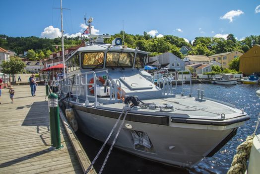 KNM, MV Kvarven, training and school vessel in the Royal Norwegian Marine. Photo is shot in July 2013 while the ship is moored to the quayside in the port of Halden, Norway.