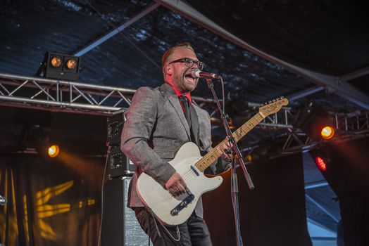 Each year the first week in August held a blues festival in Notodden, Norway. Photo is shot from the concert with a local band called: Little Andrew Band. The band members are: Vocals and guitar Andreas Stamnes (Little Andrew ), bass: Paul M.Dahlø, drums: Robert Skoglund, piano: Daniel T. Røssing