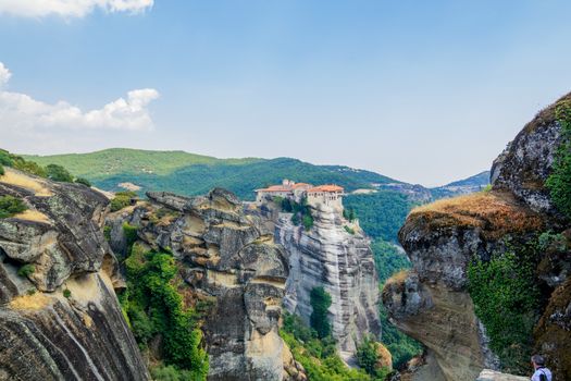 Meteora. Famous Greek Christian monastery on the rock. Greece.