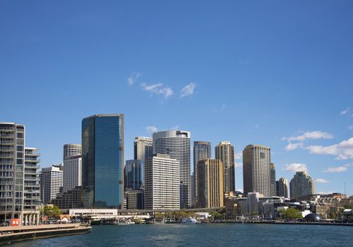 circular quay and skyline in central sydney australia