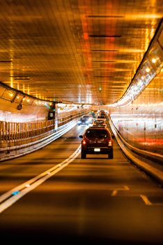 Traffic in Lincoln tunnel, New York city