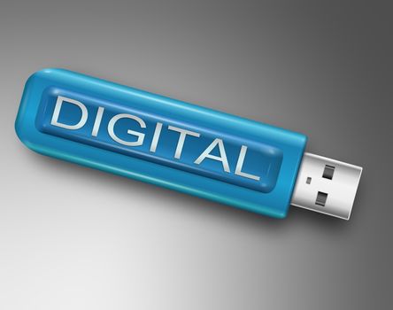 Illustration depicting a usb flash drive with a digital concept.