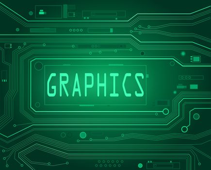 Abstract style illustration depicting printed circuit board components with a graphics concept.