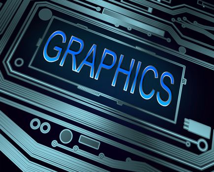 Abstract style illustration depicting printed circuit board components with a graphics concept.