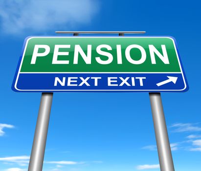 Illustration depicting a sign with a pension concept.