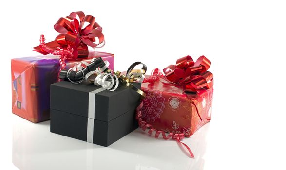 red and black presents isolated on white