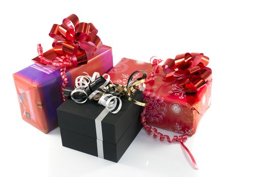 red and black presents isolated on white