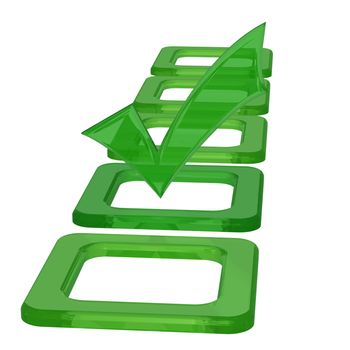 Green glossy Check mark on white background