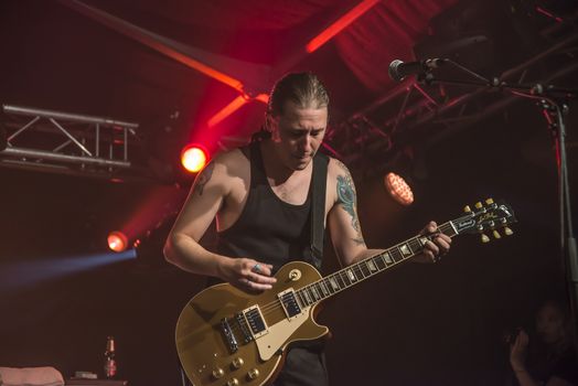 Each year the first week in August held a blues festival in Notodden, Norway. Photo is shot from the concert with Beth Hart band. The band members are: piano/vocal Beth Hart, guitar/vocal Jon Nichols, guitar PJ Barth, drums Bill Ransom