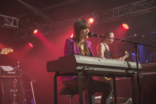 Each year the first week in August held a blues festival in Notodden, Norway. Photo is shot from the concert with Beth Hart band. The band members are: piano/vocal Beth Hart, guitar/vocal Jon Nichols, guitar PJ Barth, drums Bill Ransom