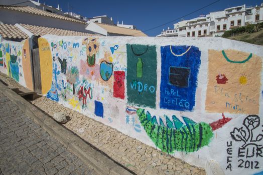 The walls are clearly visible and is along the way down to the beach at Burgau Portugal