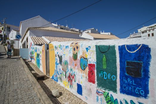 The walls are clearly visible and is along the way down to the beach at Burgau Portugal