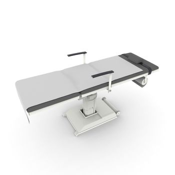 New and modern medical table on a white background