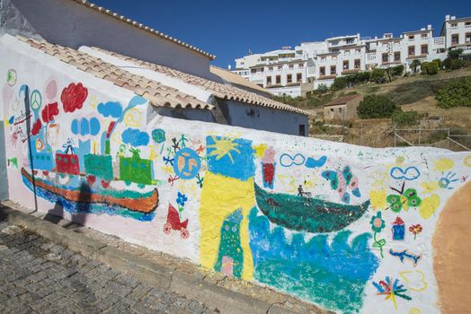 The walls are clearly visible and is along the way down to the beach at Burgau Portugal