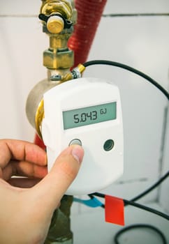 Closeup of energy heat meter