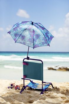 Baby beach chair on a beach