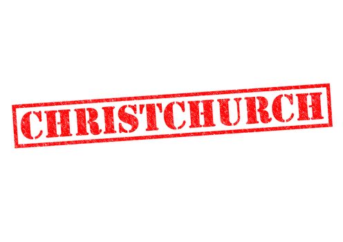 CHRISTCHURCH Rubber Stamp over a white background.