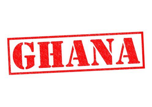 GHANA Rubber stamp over a white background.