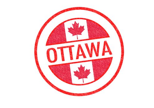 Passport-style OTTAWA rubber stamp over a white background.