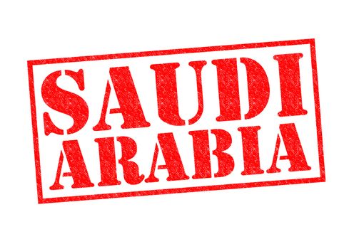 SAUDI ARABIA Rubber Stamp over a white background.