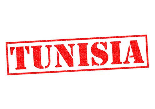 TUNISIA Rubber stamp over a white background.