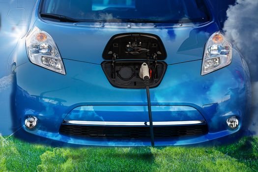 Electric Hybrid Car, plugged in