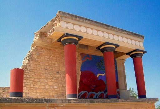 Greece Knossos Palace, the largest Bronze Age archaeological site on Crete, centre of the Minoan civilization.