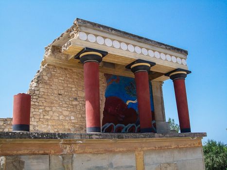 Greece Knossos Palace, the largest Bronze Age archaeological site on Crete, centre of the Minoan civilization.