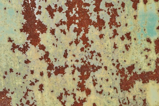 Close up of rusty green colored steel surface