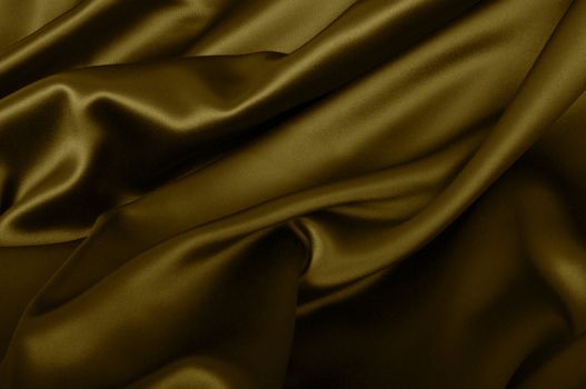 Satin Texture - Dark Golden Wavy Glossy Silk Drapery 
