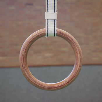 Gymnastic ring, interior of an old school gym