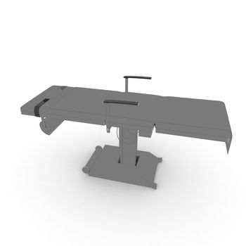 New and modern medical table on a white background