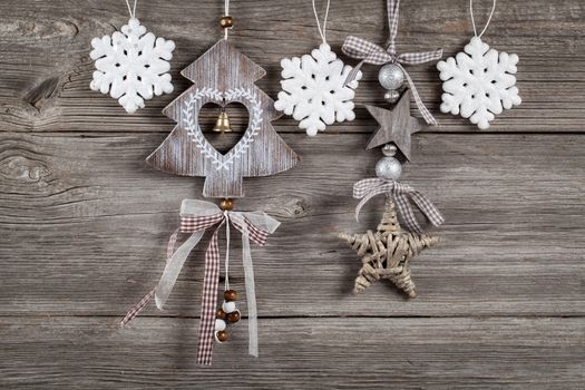Christmas decoration on wood background, with free space for your text