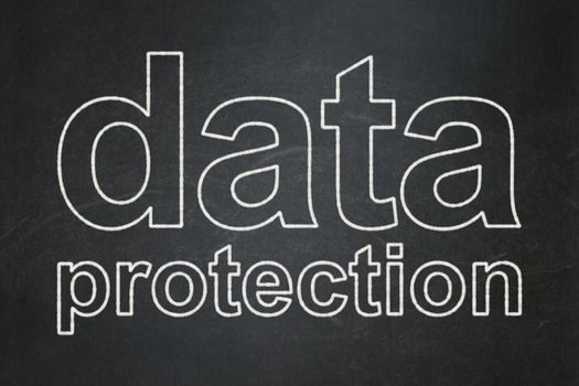 Safety concept: text Data Protection on Black chalkboard background, 3d render