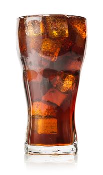 Cola with ice cubes isolated on white background