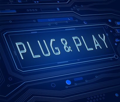 Abstract style illustration depicting printed circuit board components with a Plug and Play concept.