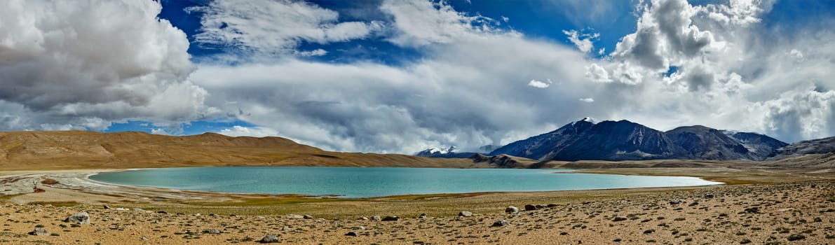 Panorama of Himalayan lake Kyagar Tso, Ladakh, India