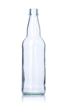 a empty clear bottle isolated on a white background