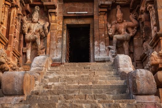 Entrance of  Brihadishwara Temple. Tanjore (Thanjavur), Tamil Nadu, India. The Greatest of Great Living Chola Temples - UNESCO World Heritage Site