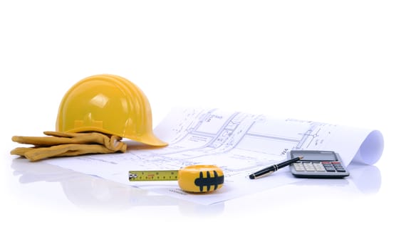 construction plans and equipment ready to build