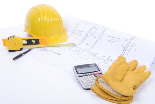 construction plans and equipment ready to build