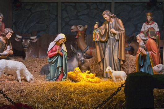 The Nativity scene at the Grotto in Portland OR.