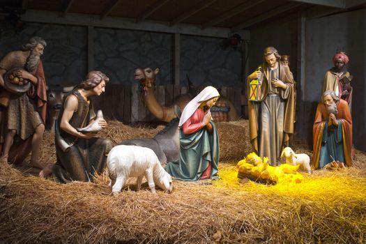 The Nativity scene at the Grotto in Portland OR.