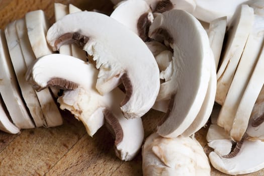 Detail of the edible mushroom - button mushroom - champignon