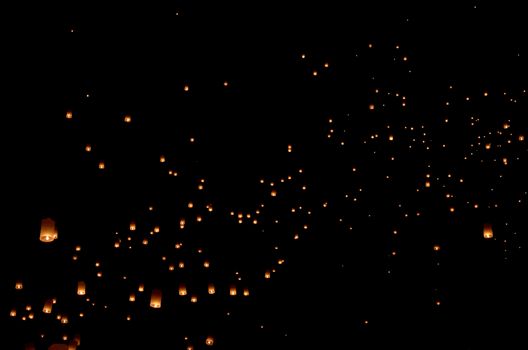 Floating lantern, Yi Peng Balloon Festival in Chiangmai Thailand 