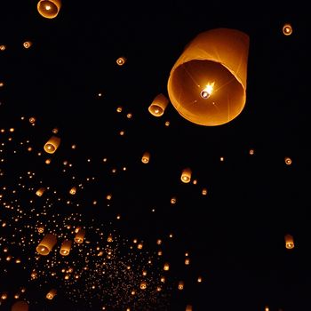 Floating lantern, Yi Peng Balloon Festival in Chiangmai Thailand 