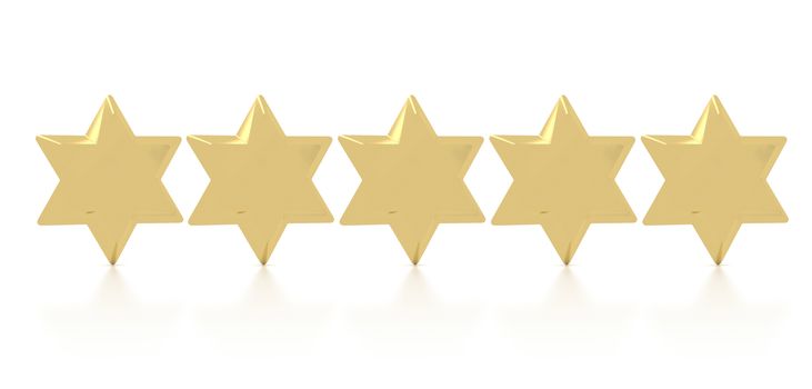 five gold stars concept of the best award