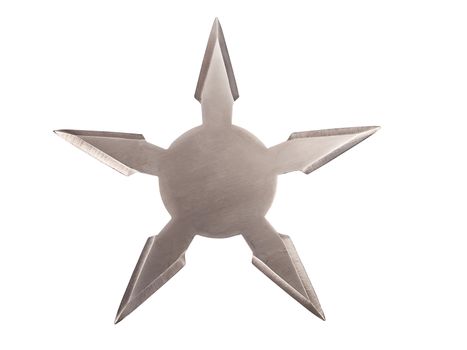 throwing five star ninja Shuriken isolated on white background