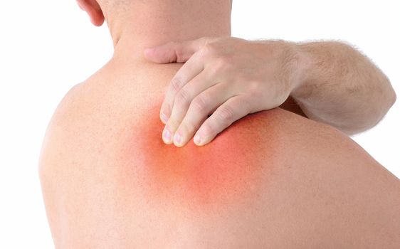 pain in neck and back isolated on a white background